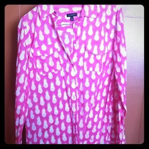 Pineapple print button down Talbots